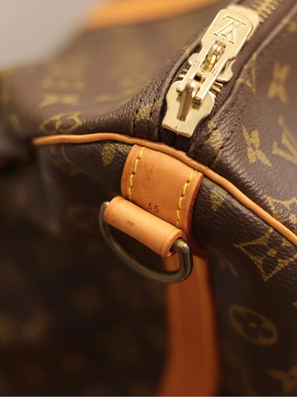 Louis Vuitton Brown Monogram Canvas Duffel with Tan Leather Trim